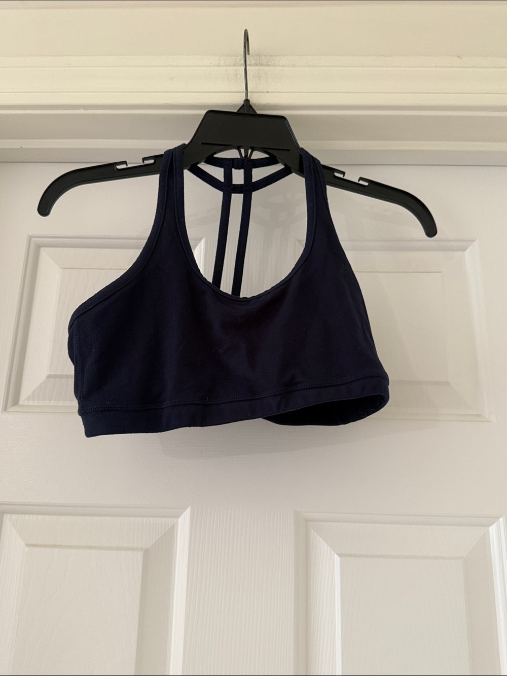 Whisper Navy Strappy Back Sports Bra